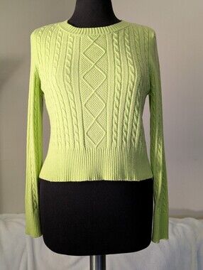 Jessica Simpson Green Cable Knit Sweater Electric Green Size Medium